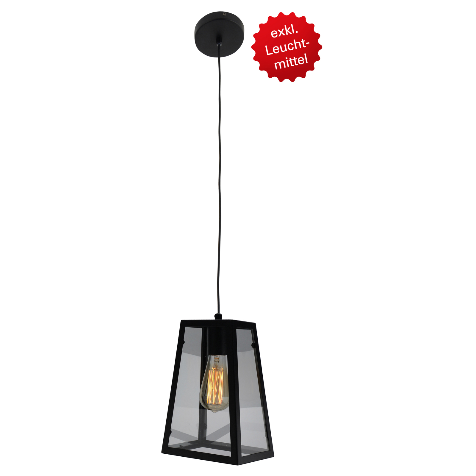 Pendelleuchte ALEX - schwarz - Glas - 150 cm