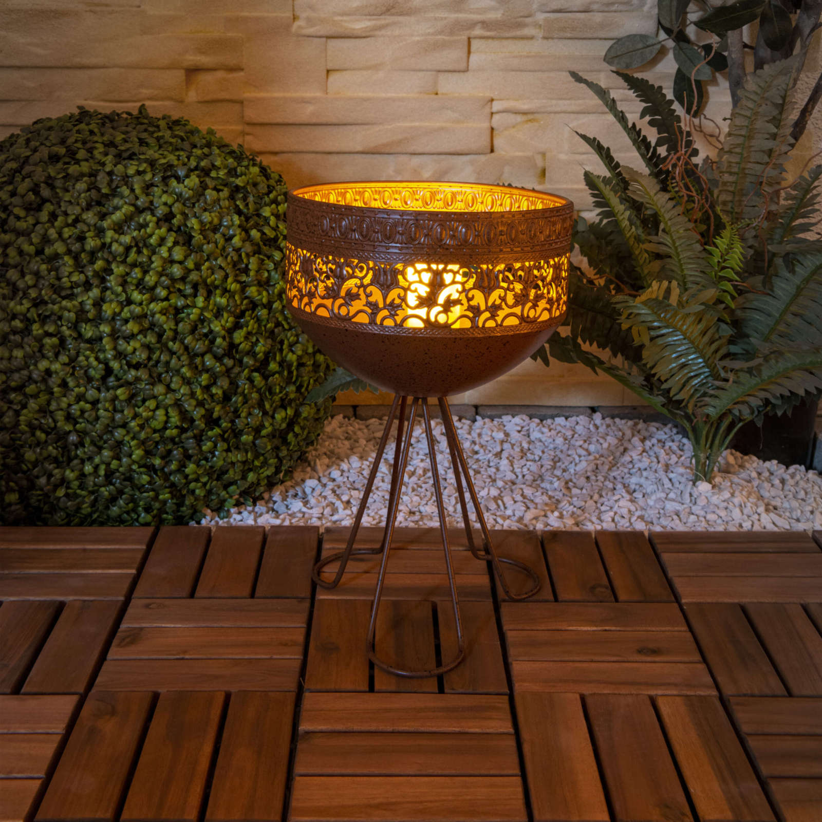 LED Deko-Solarleuchte - rost - mit Standfuß - 34,5 cm