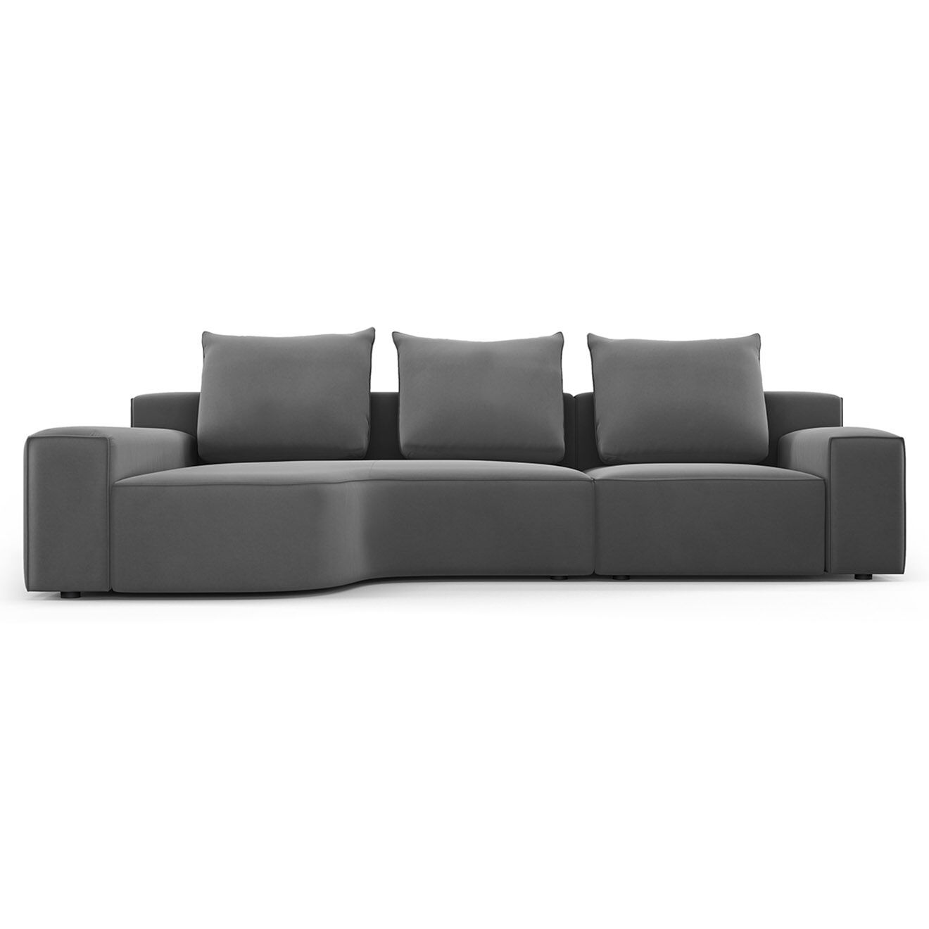 Mazzini Sofas Canapé d'angle Gauche Velours Ivy 4 Places gris foncé - 280x137x89 cm