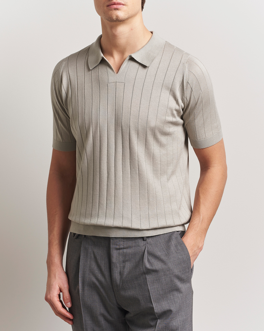 John Smedley Roper Open Collar Sea Island Polo Parchment