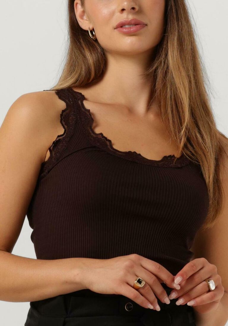ROSEMUNDE bruine rosemunde top babette silk top w/ lace