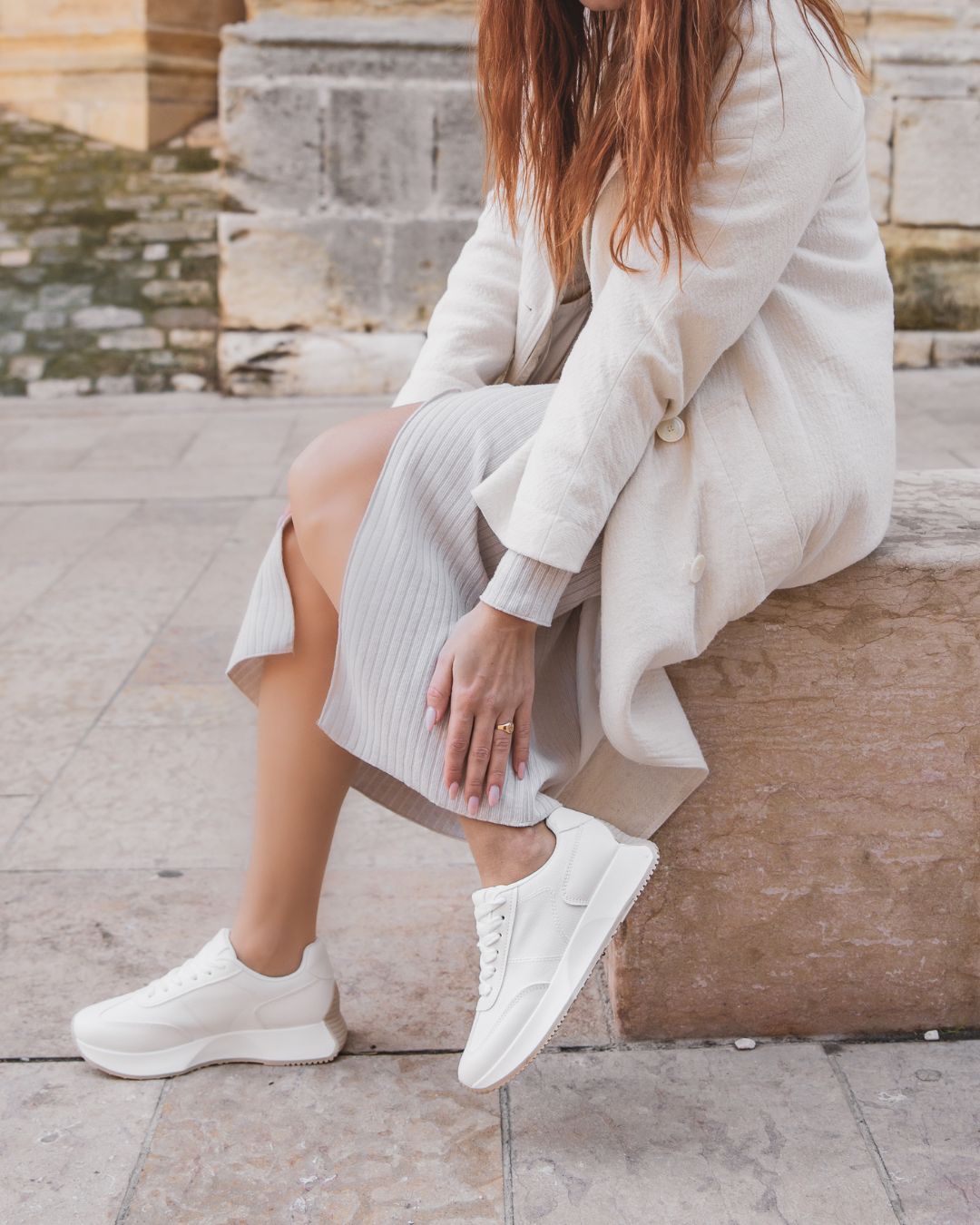 Basket femme blanche à lacets en toile - Opaline