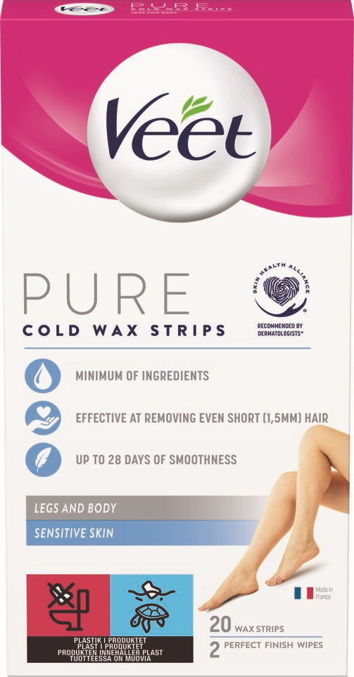 Veet Pure Cold Wax Strips Legs & Body Sensitive Skin 20stk