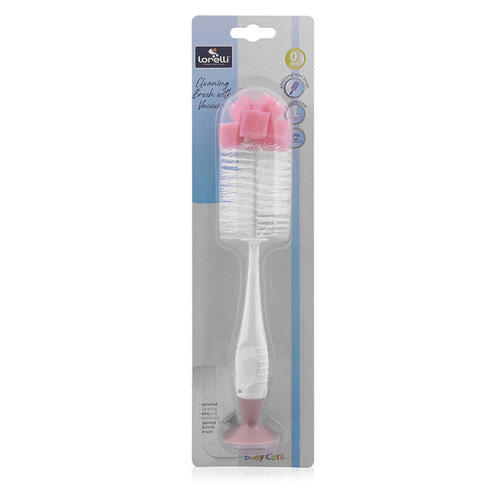 Goupillon éponge 2 en 1 à ventouse Rose - LORELLI