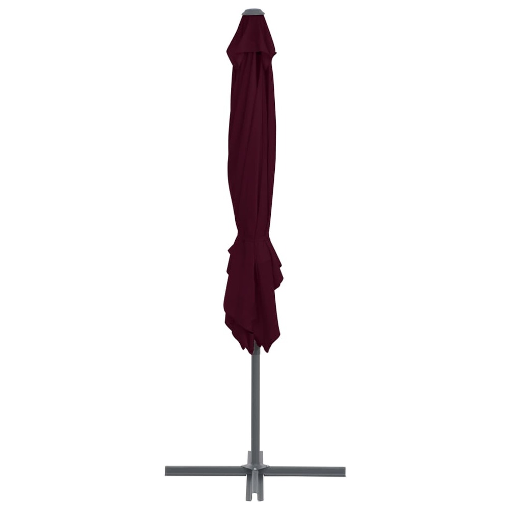 Parasol déporté avec mât en acier 250 x 250 cm rouge bordeaux