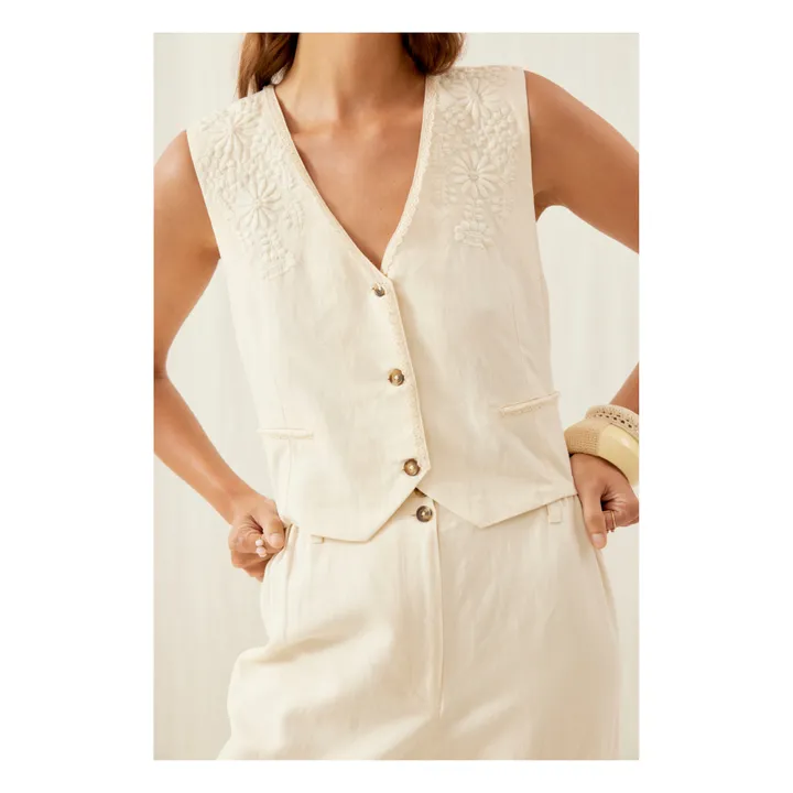 Louise Misha Veste Sans Manches Frankie Coton et Lin - Collection Femme | Crème