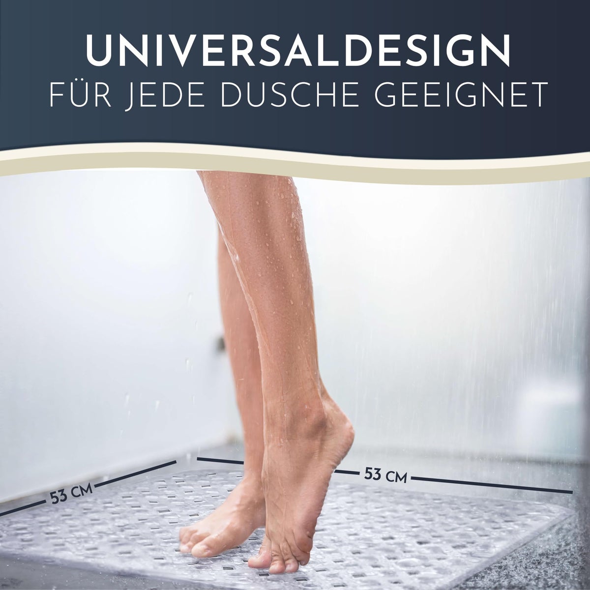 Homerella® Antislip Douchemat - 100% BPA-vrij - Inclusief 2 ophanghaken 53x53cm - Antislip douchemat, huidgevoelig en schimmelwerend - Machinewasbare douchemat
