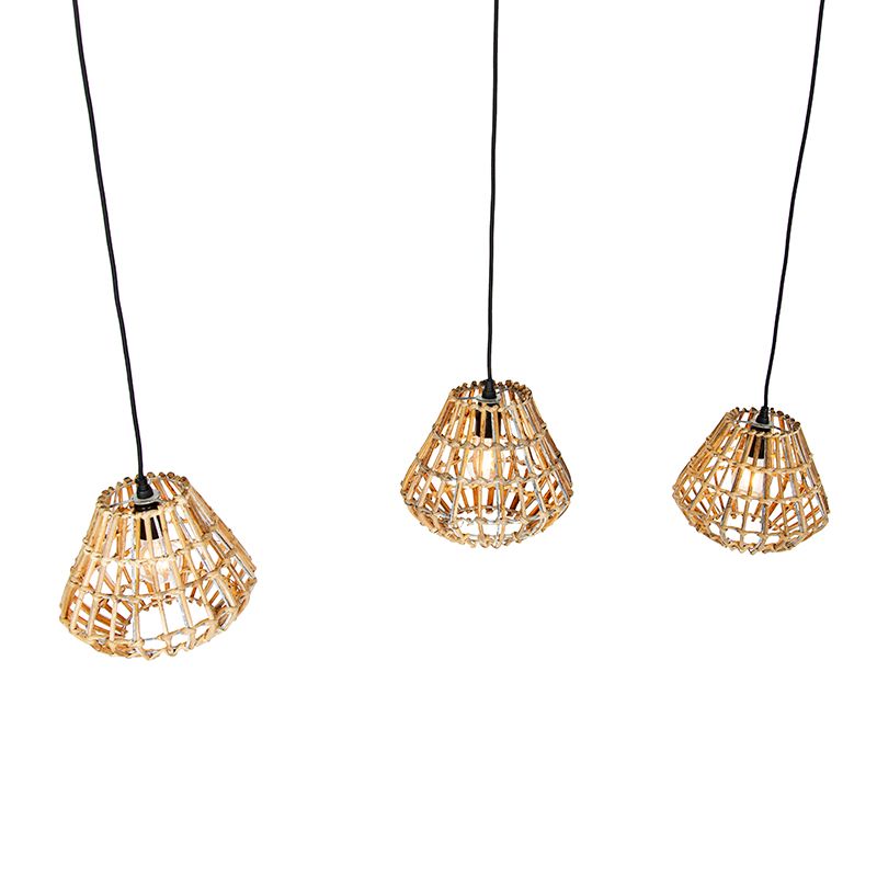Hanglamp bamboe met wit langwerpig 3-lichts - Canna Diamond