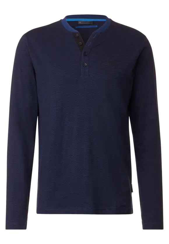 Henleyshirt mit Brustprint - true blue