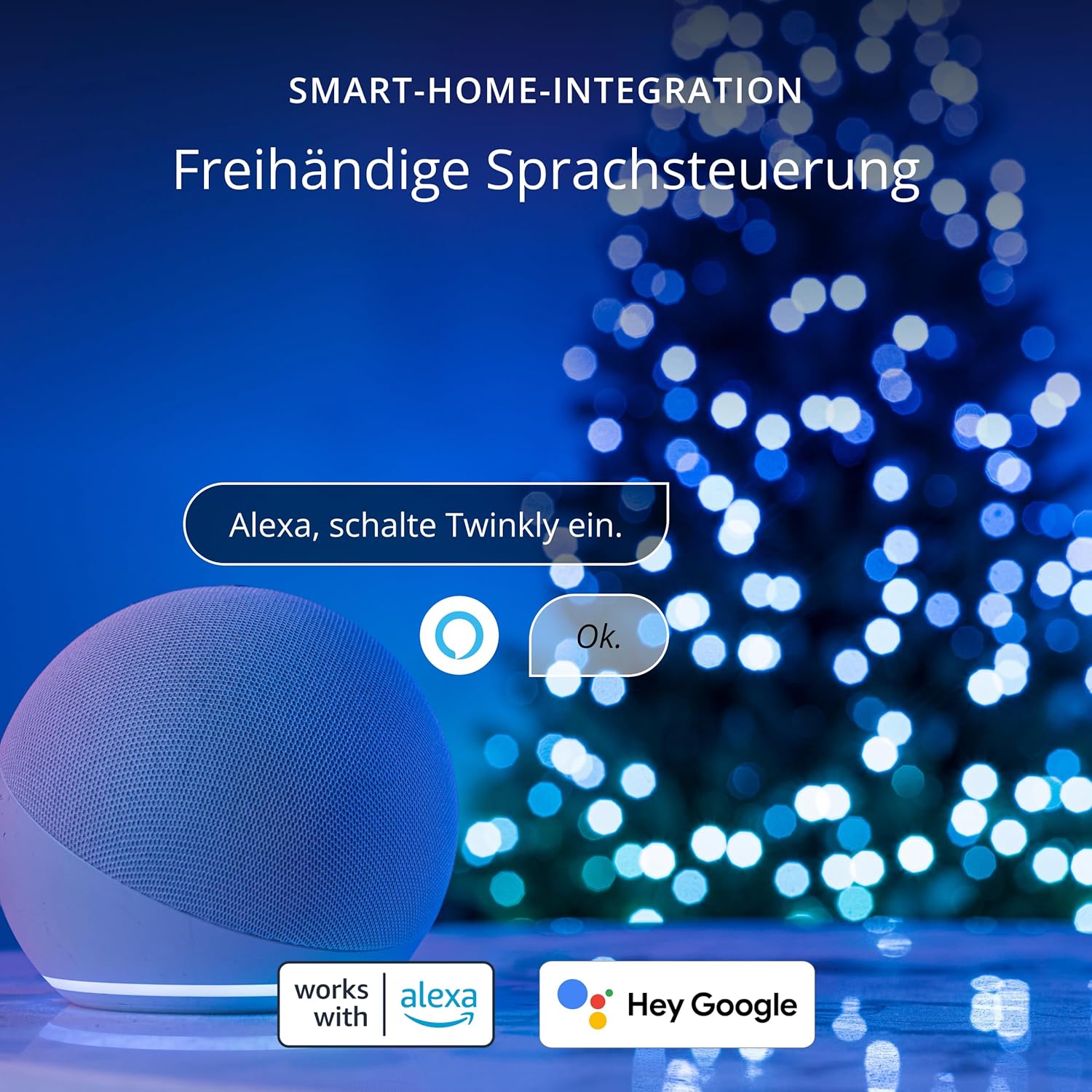 Twinkly Strings 600 LED RGB, LED-Lichterkette für Draußen und Drinnen, Smarte LED-Lichter, Kompatibel mit Alexa und  Home, IP44, App-Steuerung, Schwarzes Kabel, 48m