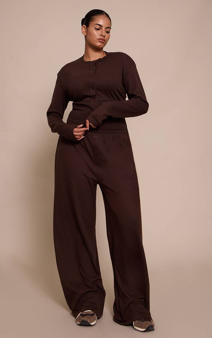 Marron Foncé Ensemble Haut Ultra Doux Plus Basic Co-ord