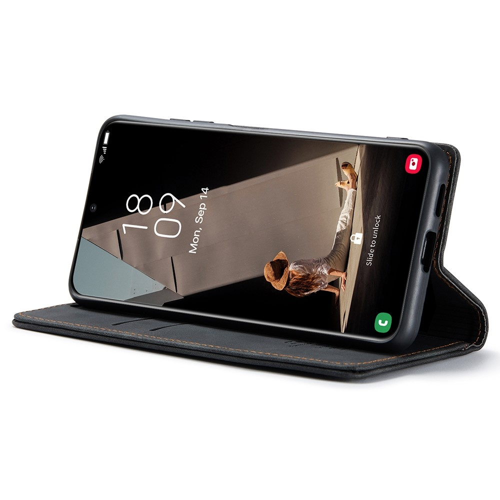 Samsung Galaxy S21 FE 5G Leder Tasche Flip Wallet Etui mit Kartenfächern - Schwarz