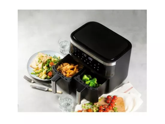 Friteuse a air chaud DOMO - DO537FR - 2 x 4 L - 85° a 200° - 8 programmes automatiques - l40 x L 40 x h 36 cm
