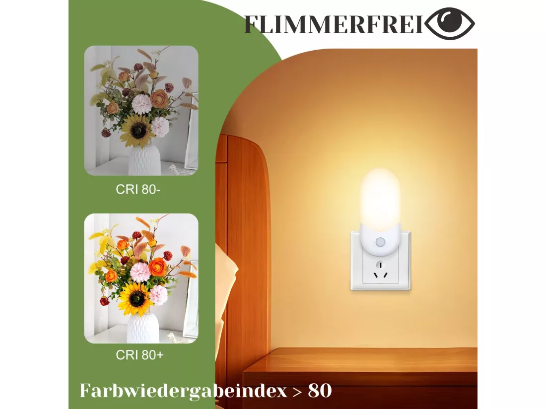 NETTLIFE veilleuse enfant pack de 4 LED avec capteur crépusculaire 1W lumière d'orientation chambre d'enfant lampe de nuit