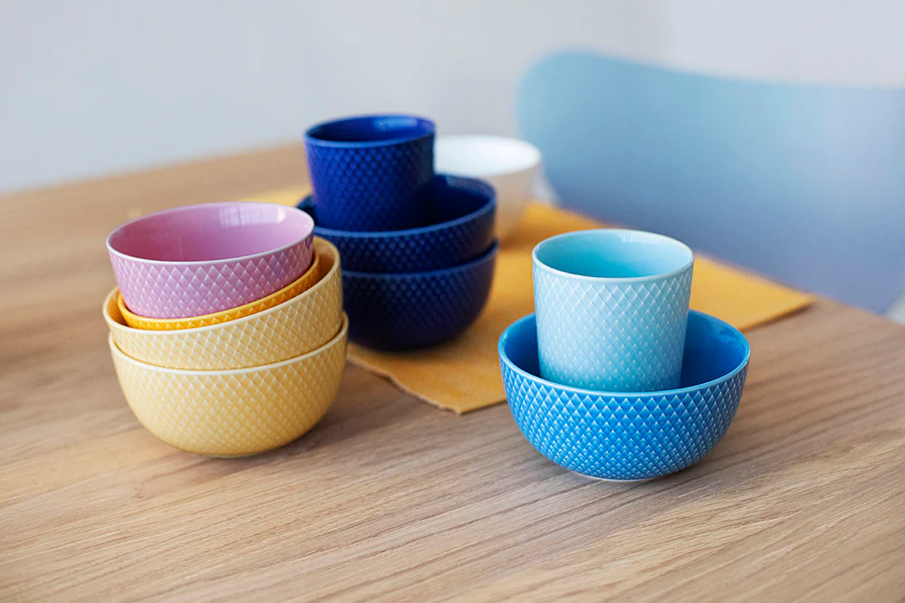 Lyngby Porcelæn  Rhombe Color skål, orange - H: 6,5 cm.