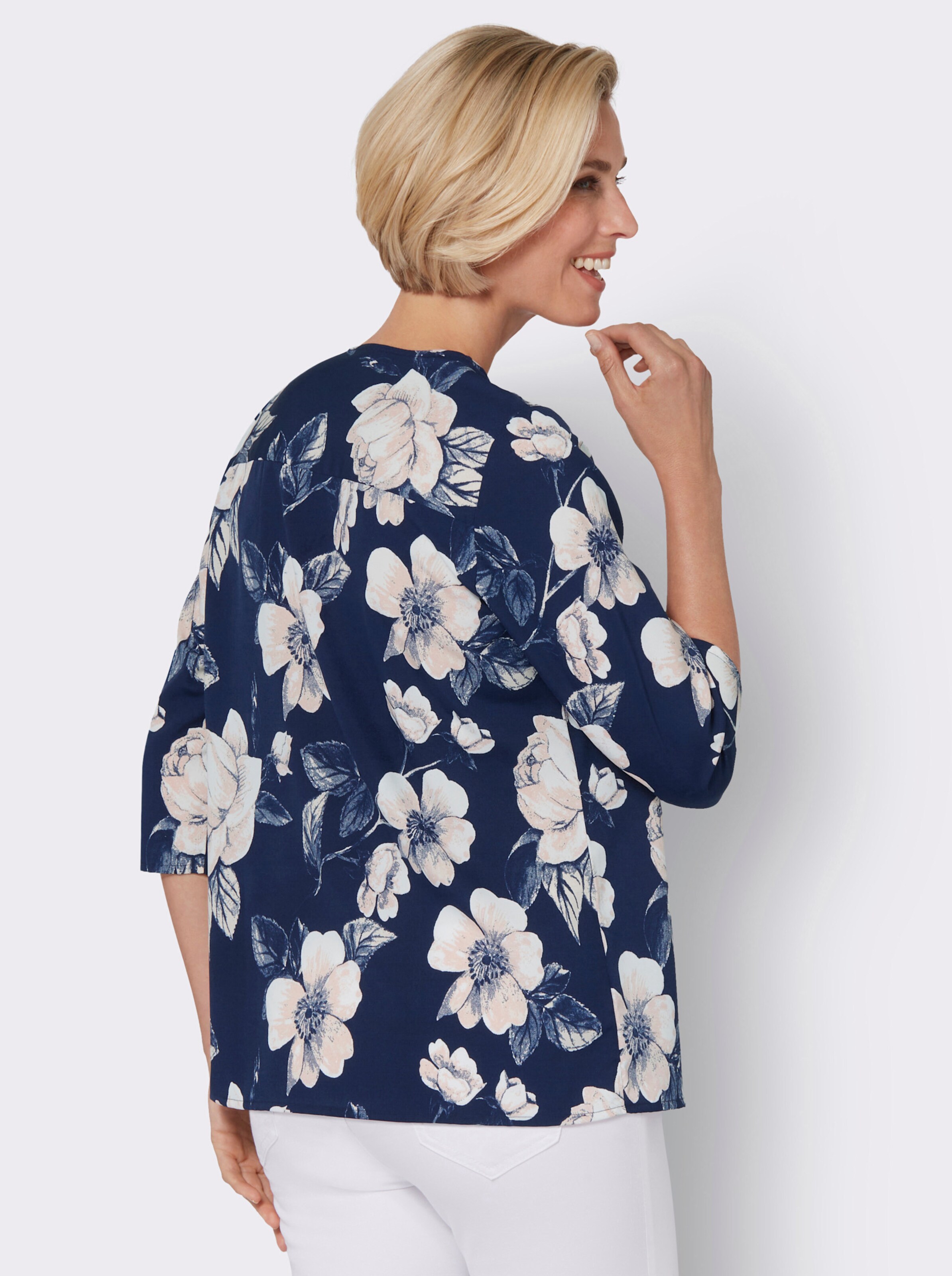 Schlupfbluse mit floralem Dessin
