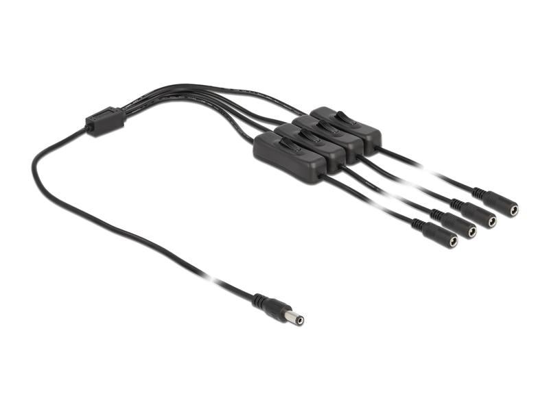 Delock Hohlstecker Kabel DC 5.5 x 2.1 mm zu 4 x DC mit Scha Delock Kabel DC 5.5 x 2.1 mm Stecker zu 4 x DC Buchse mit Schalter 1 m