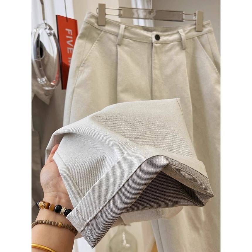 fluffush - Mid Rise Plain Loose Fit Broek