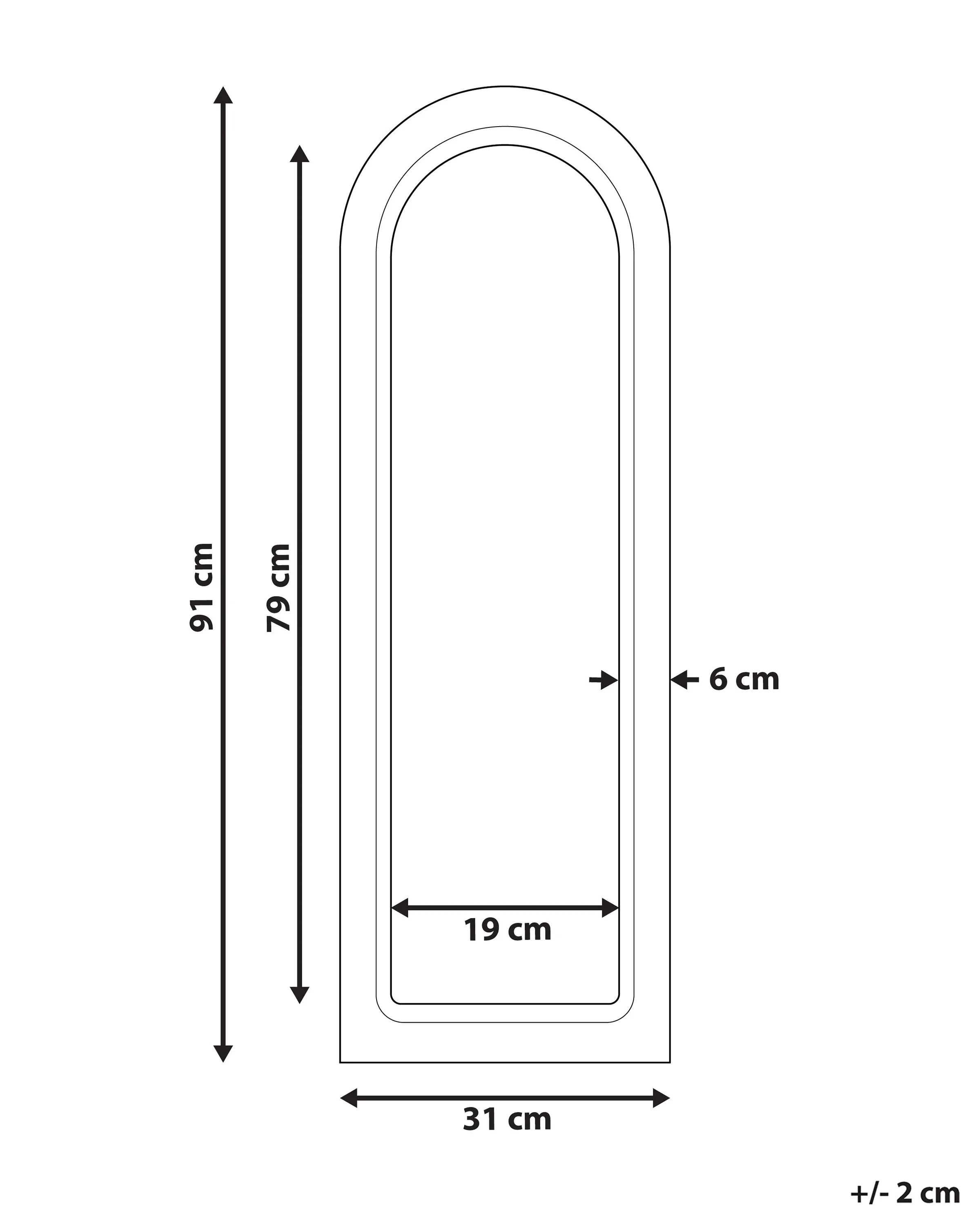 Wandspiegel SARRY 31 cm 91 cm Mangohout Wit