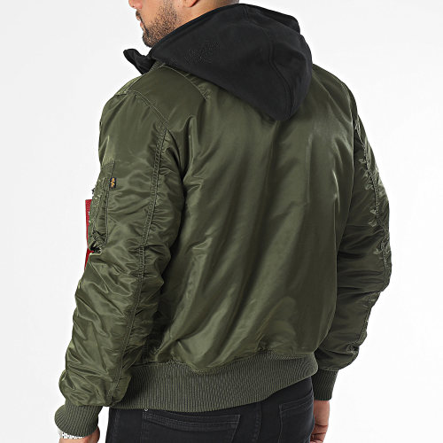 Veste Bomber Capuche MA-1 D-Tec 183110 Vert Kaki Noir