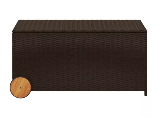 Prolenta Premium - Boîte de rangement de jardin et roues marron 190L poly rotin