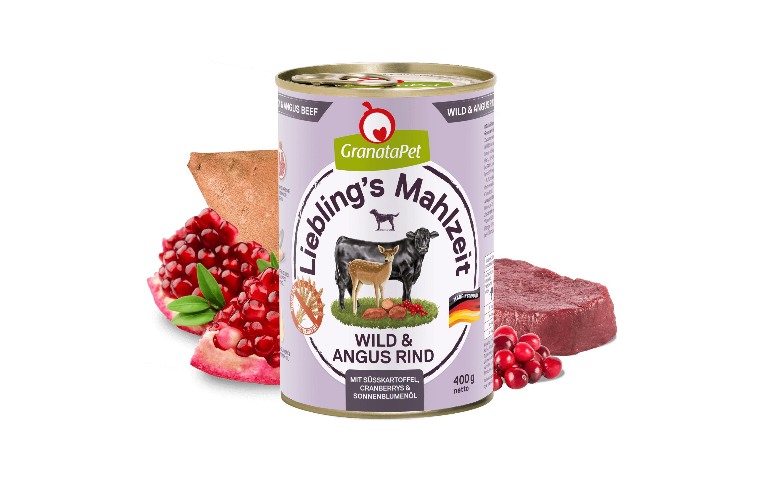 Nassfutter Liebling's Mahlzeit Wild & Angus Rind 400 gAlleinfuttermittel für ausgewachsene Hunde