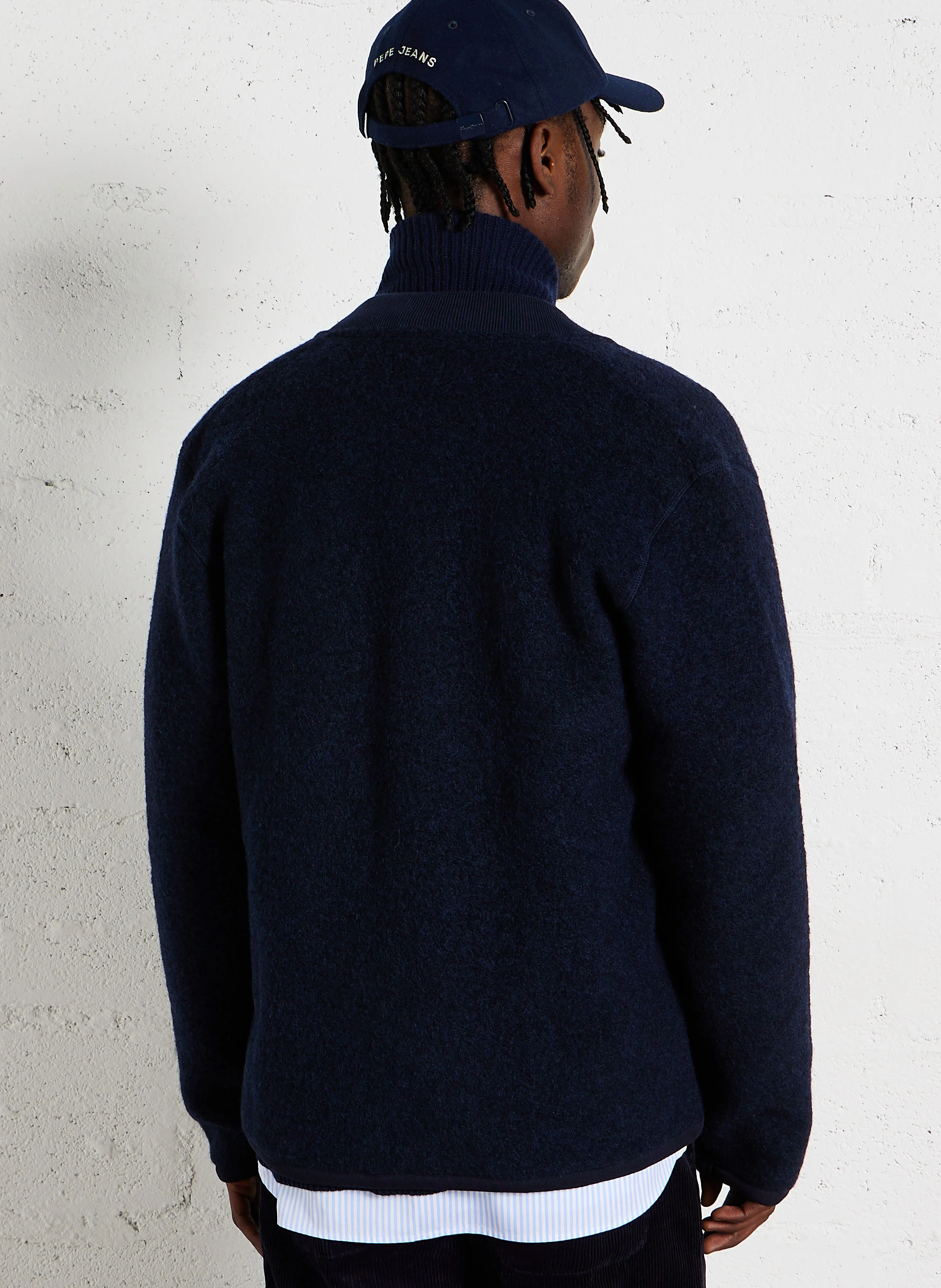 DAVID - Manteau zippé en laine mélangée| Bleu