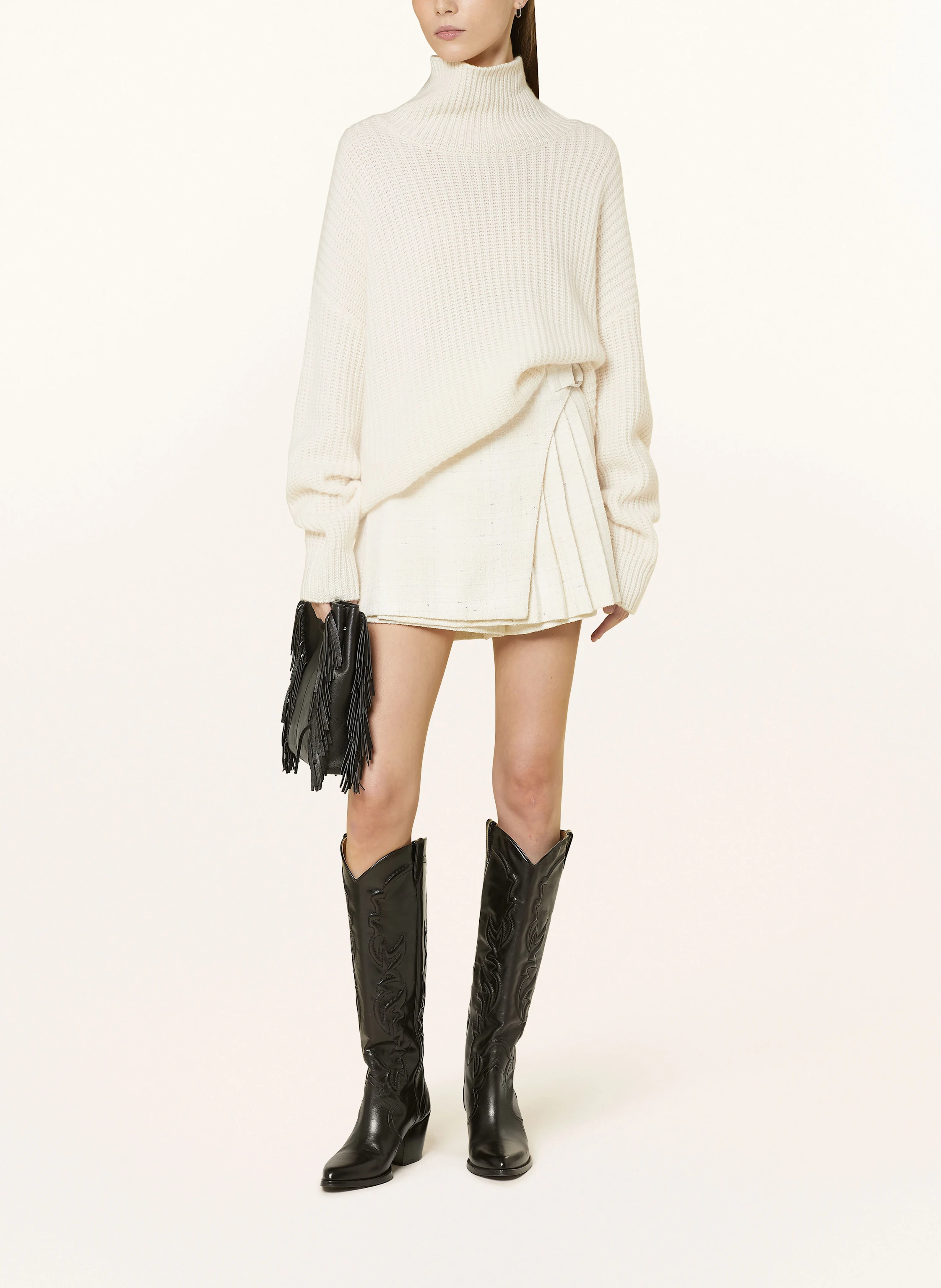 maje Bouclé-Skort mit Glitzergarn