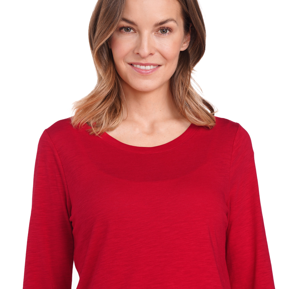 Gina Benotti Damen Langarmshirt unifarben rot