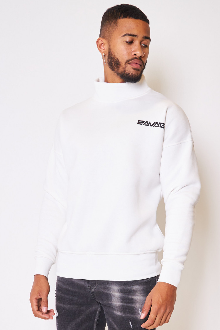 Sweat blanc col montant 