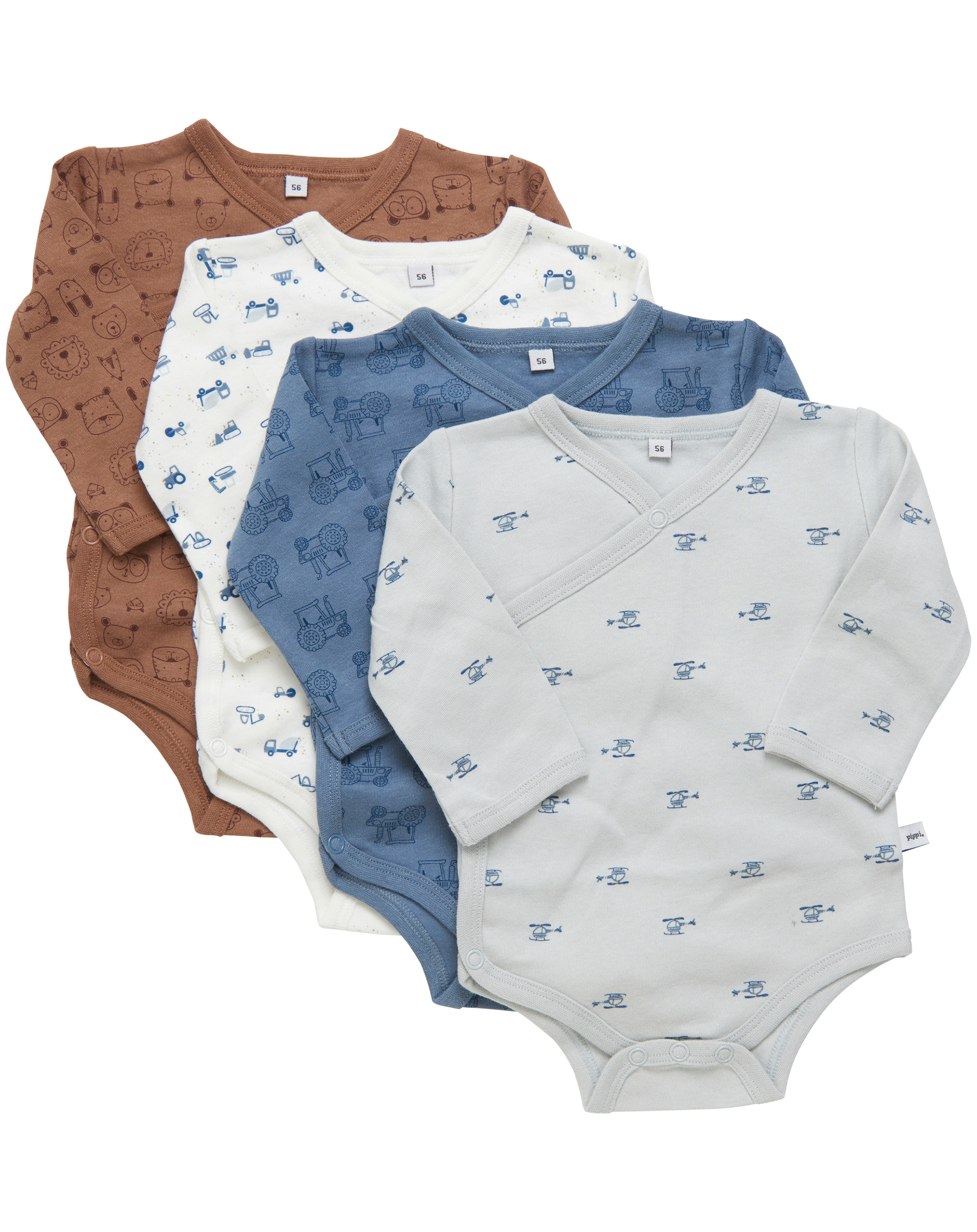 Langarm-Wickelbody FAHRZEUGE 4er-Pack in blue mirage