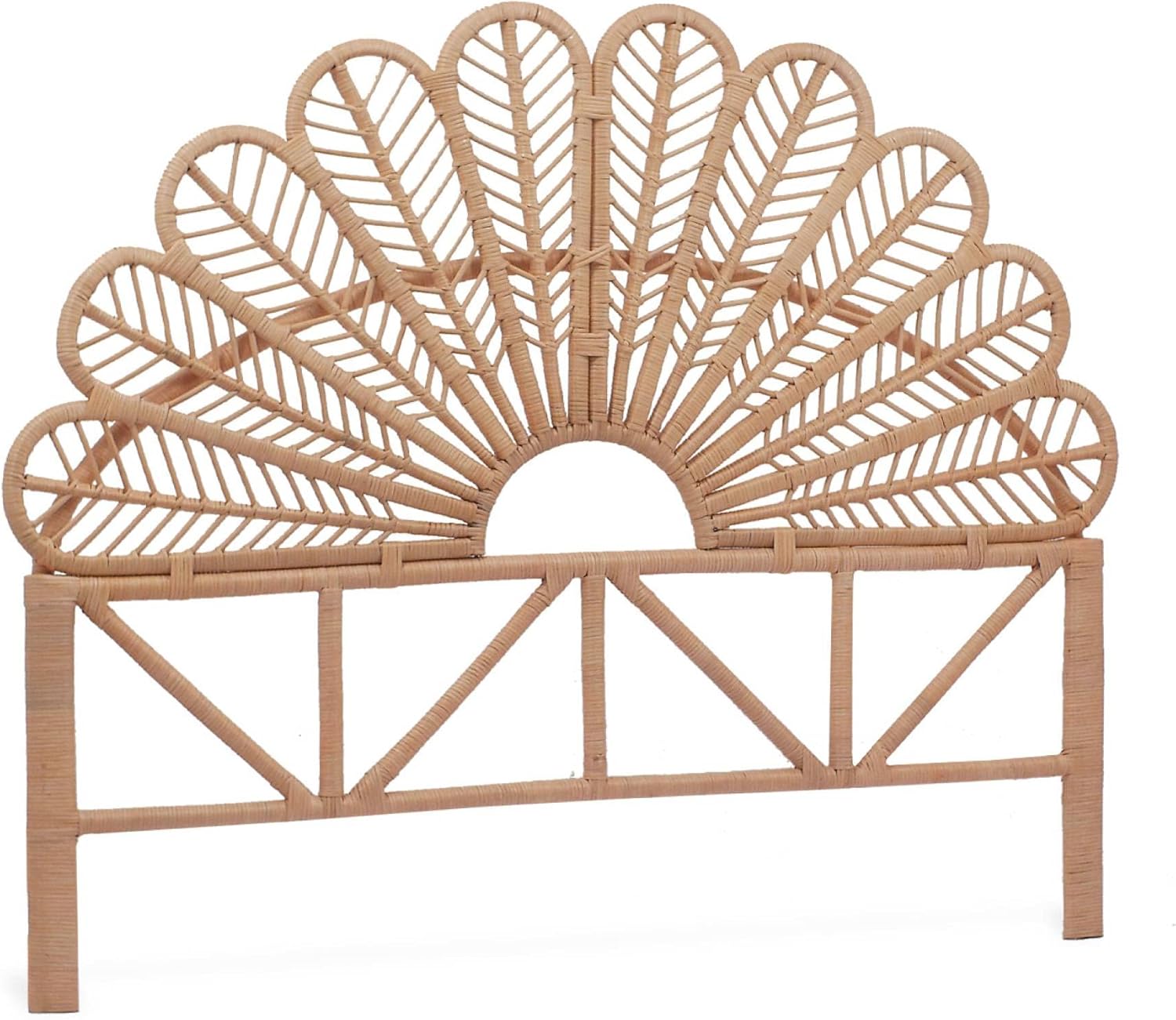sweeek Alice's Home - Kopfteil aus Rattan Natur passend für Betten mit Einer Breite von 160 cm, B 160 x T 6 x H 130 cm