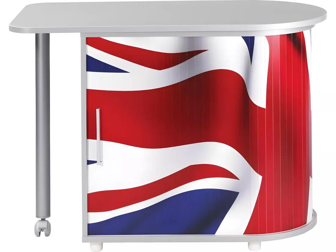Bureau Informatique Alu Table Pivotante et Rangement L 77 H 71.7 P 47 cm - Coloris: Drapeau anglais 701