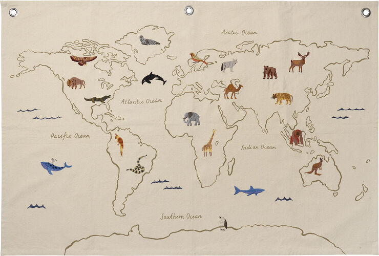 ferm LIVING The World Textile Map - Off-white Off-white