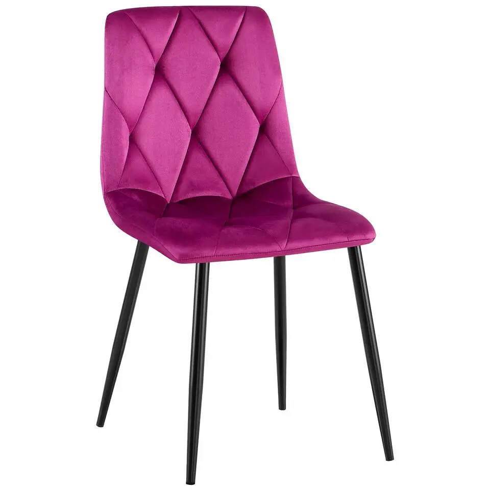 CLP Eetkamerstoel Clairton zwart Frame - Fluweel - purper