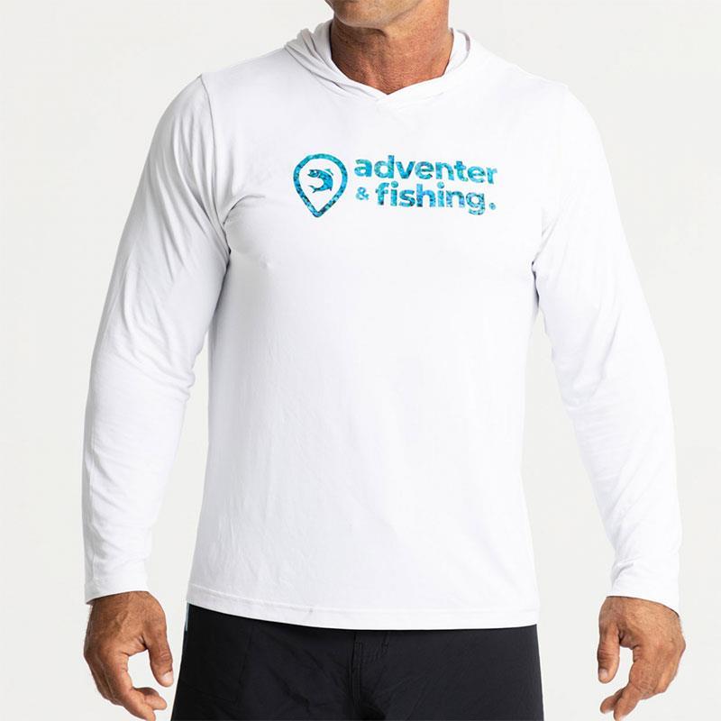 Tee Shirt Manches Longues Homme Adventer & Fishing Golon Anti Uv - Blanc/Bleu