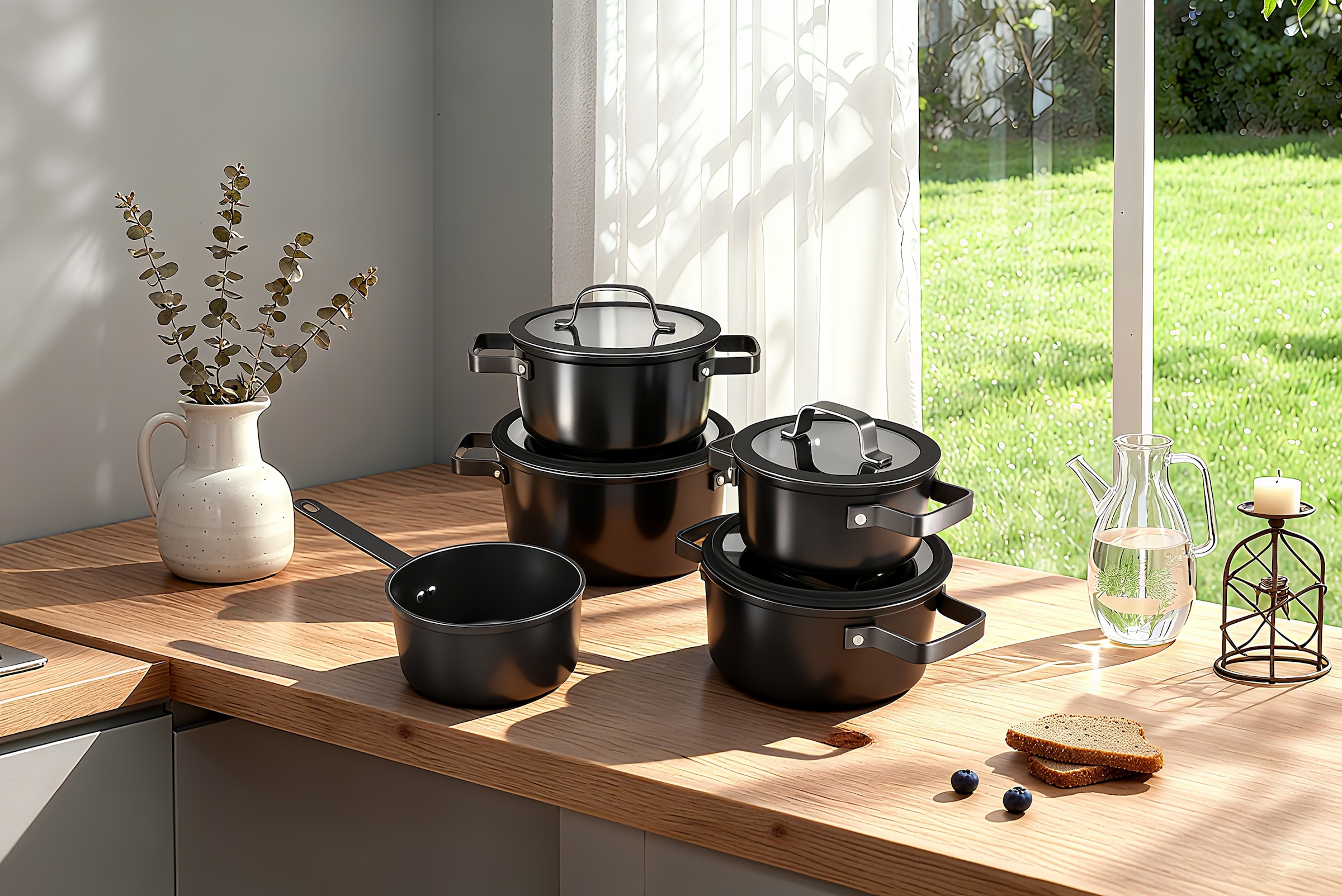 Hanseatic Topf-Set »ALU PRO« Set, Fleischtopf 1x 16 cm / 2x 20 cm / 1x 24 cm, Stielkasserolle 16 cm, 9 Stk. tlg. Aluminium