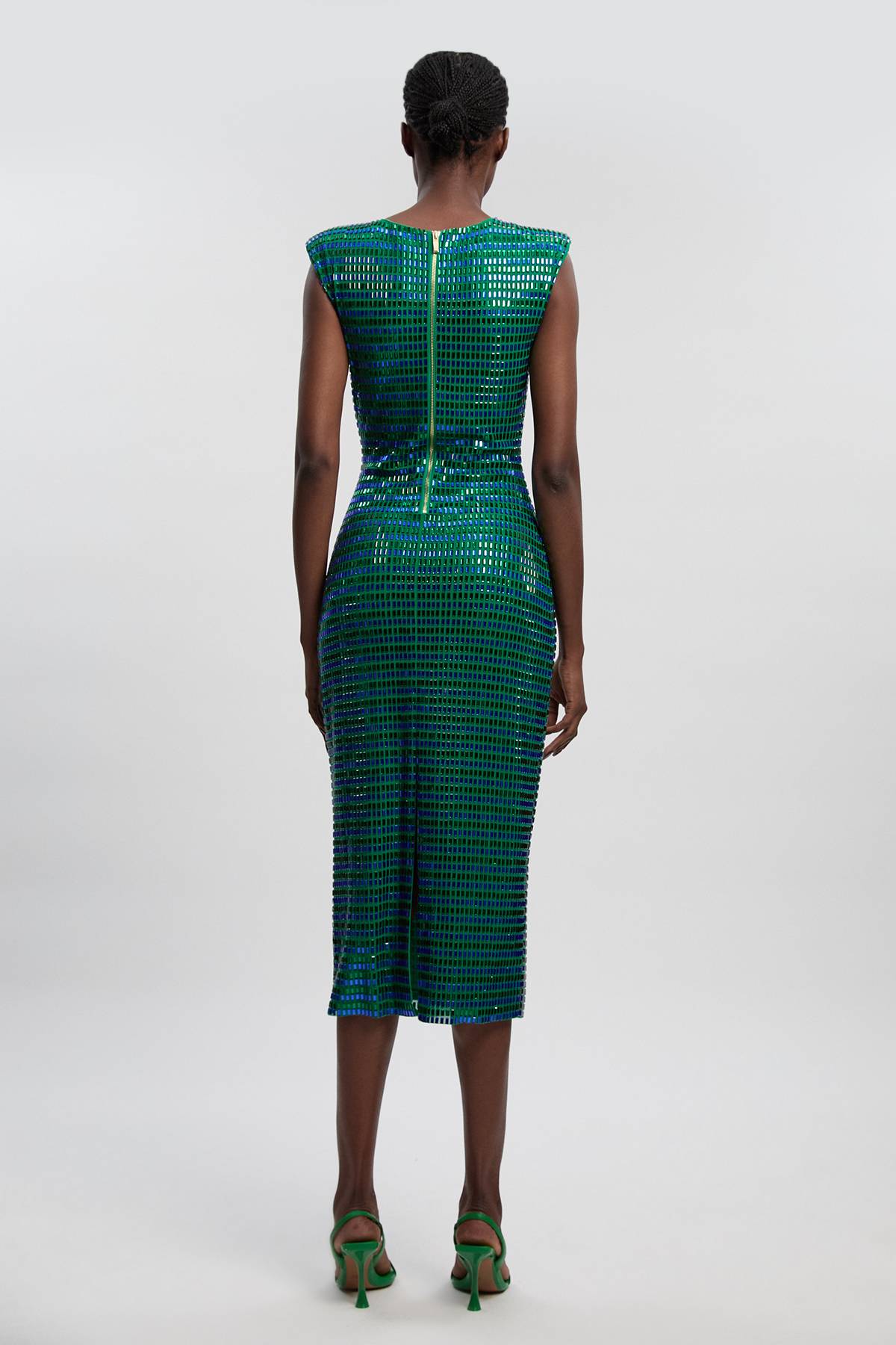 KarenMillen Robe Mi-longue Premium En Jersey Sans Manches À Décolleté Plongeant Ornée De Cristaux