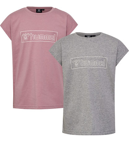 Hummel T-shirts - 2er-Pack - hmlBoxline - Grey Melange/Holzrose