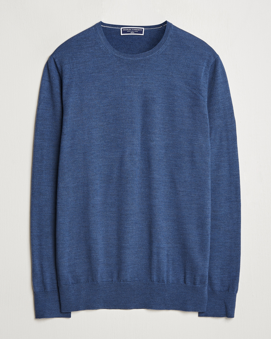 Charles Tyrwhitt Pure Merino Crew Neck Jumper Indigo Blue