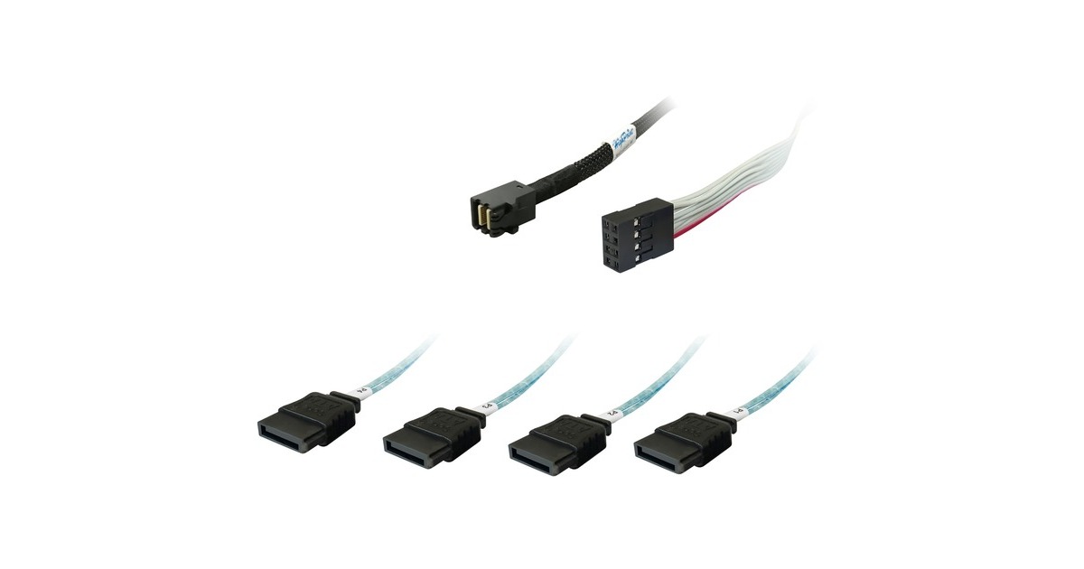 HighPointmSAS Kabel 1xSFF8643->4xSATA adapter  (Zwart, 1 meter)