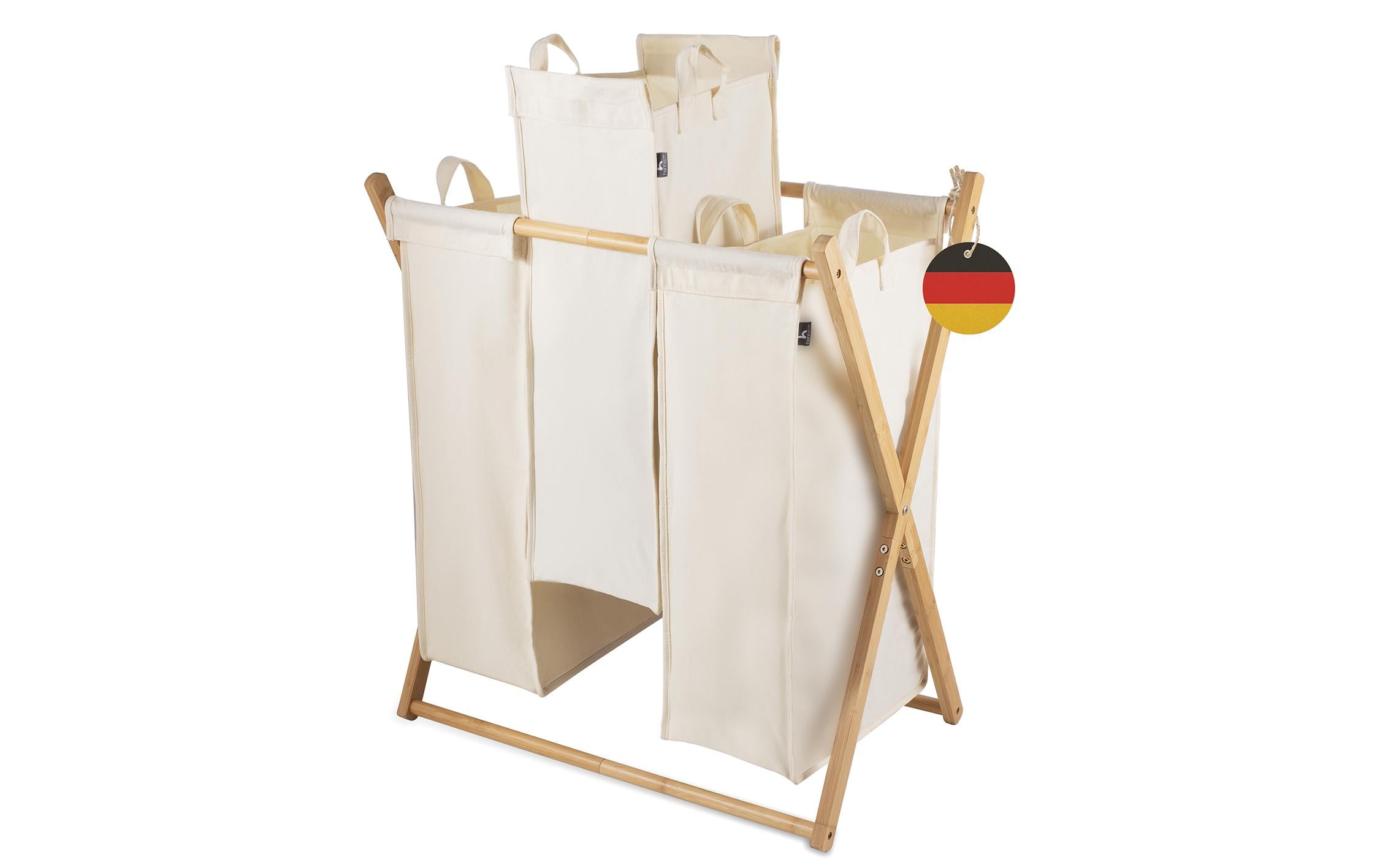 Wäschekorb Xavier 150 l, Grau/NatureAufbewahrungsbox mit 3 Kammern