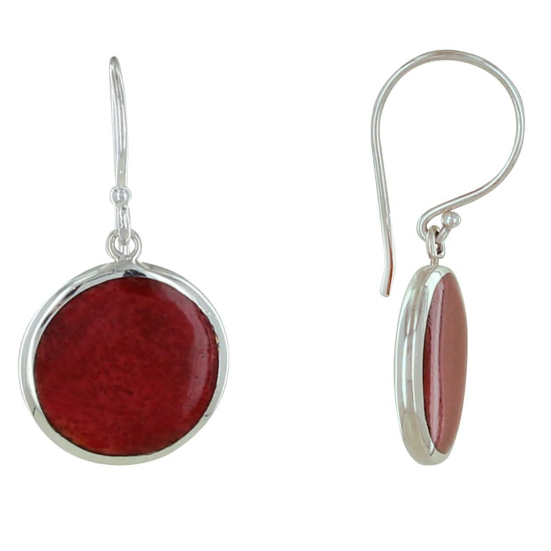 Boucles d'Oreilles Argent Grosse Pastille Couleur Corail