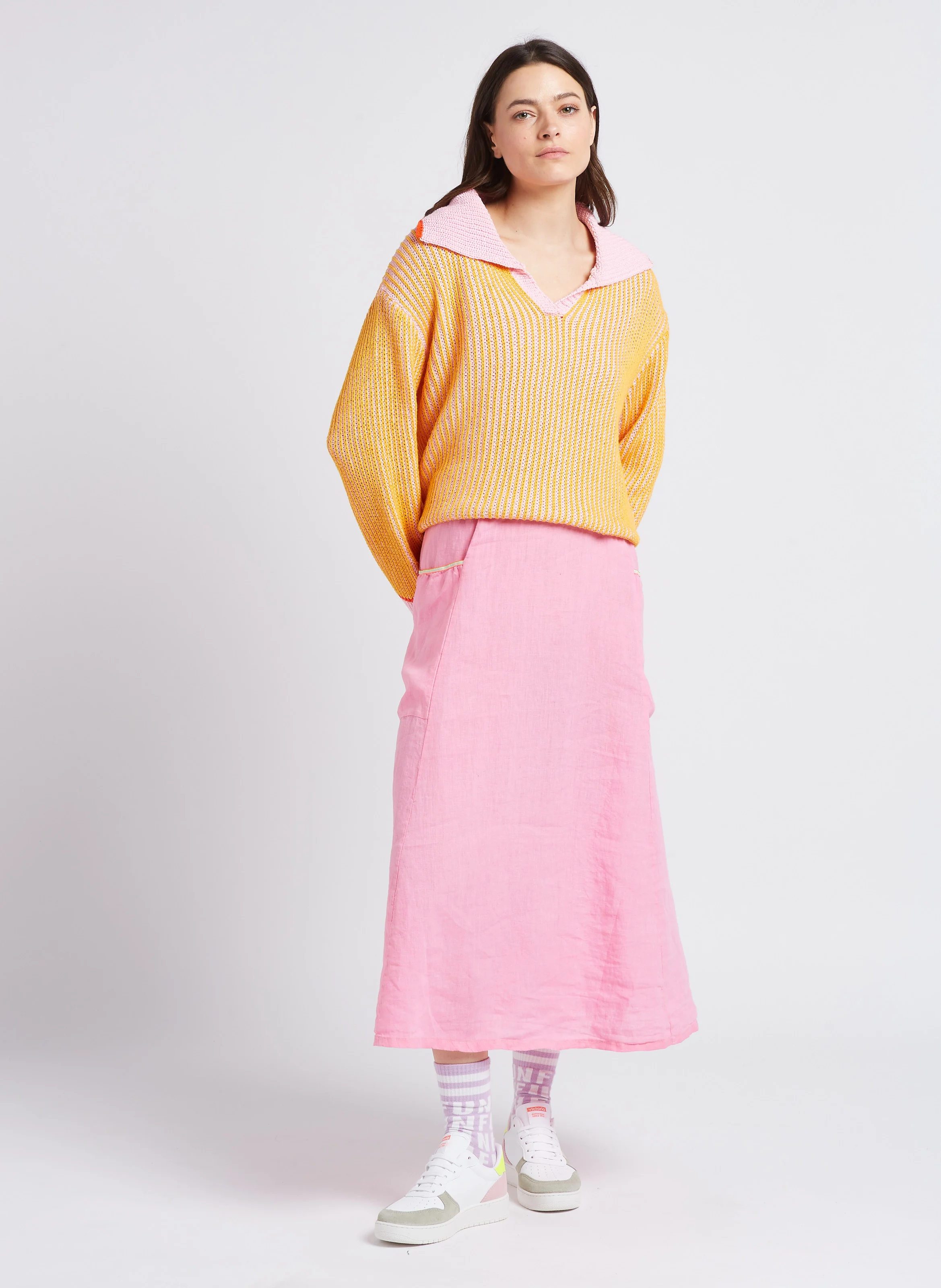 MADRID - Baskets basses aspect velours | Jaune