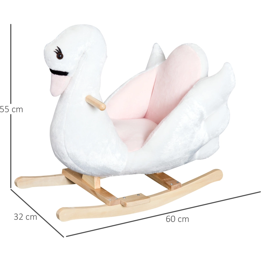 HOMCOM Kinder Schaukelwippe als Schwan rosa, weiß