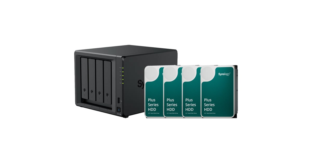 SynologyDiskStation DS925+ incl. 4x Synology HAT3300-4T 4 TB harde schijf nas  (Zwart, 2x 2.5GbE LAN, 2x USB 3.2 Gen 1)