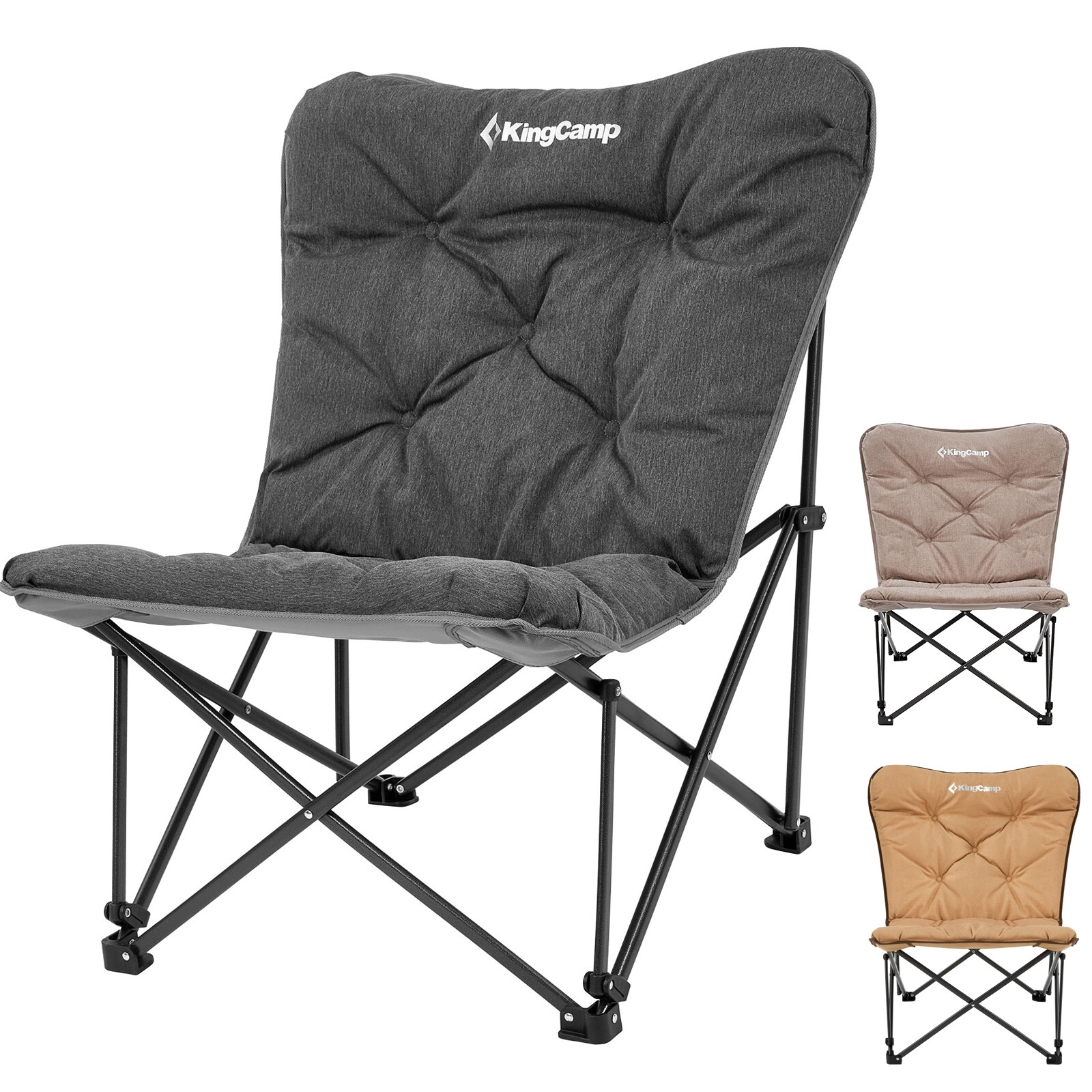 KINGCAMP Campingstuhl Lindon Relax Schmetterlingsstuhl Lounge Stuhl Stahl 136kg Farbe: beige