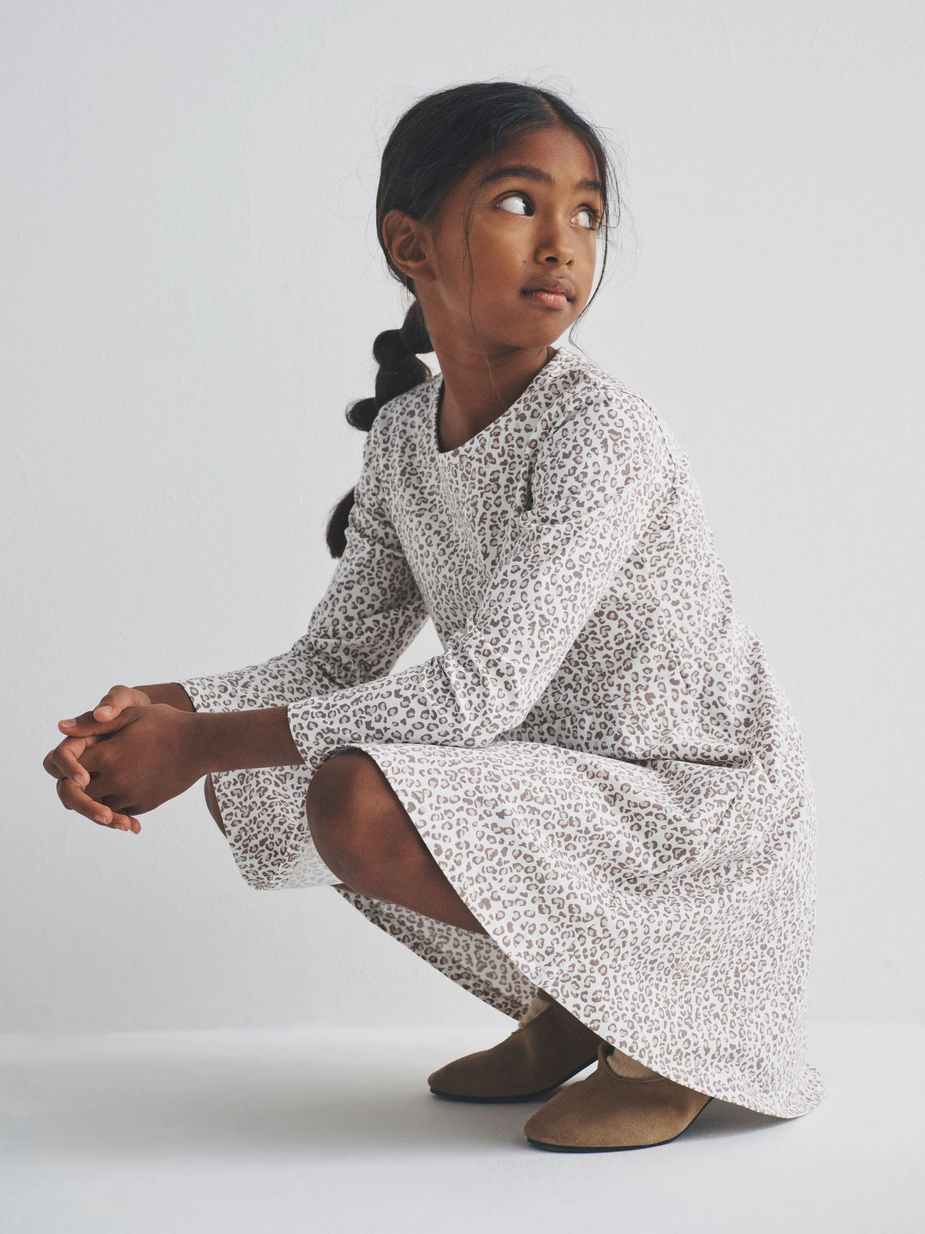 Black/Brown/Grey Marl - The Set 3 Pack Long Sleeve Skater Cotton Dresses