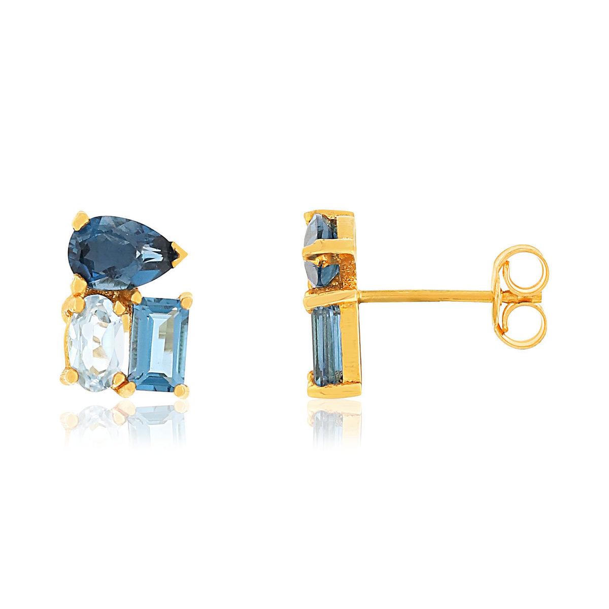 Boucles d'oreilles or jaune 375 topazes