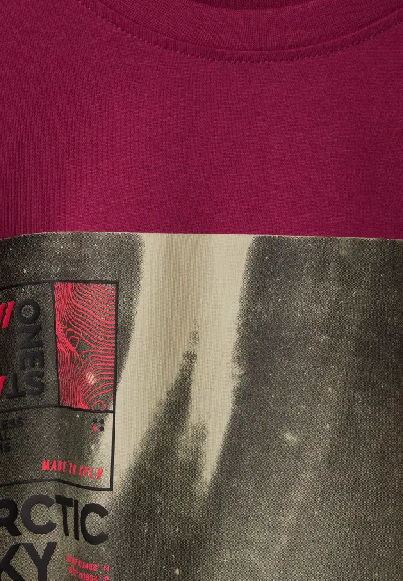 Arctic Sky Foto T-Shirt - sangria red